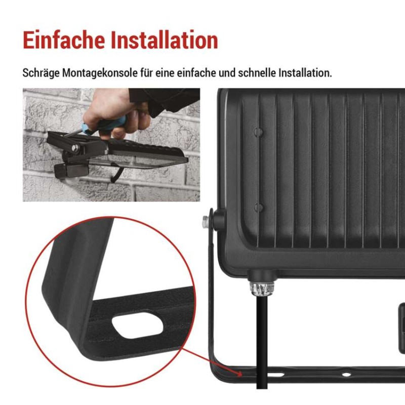 LED reflektor GLARO mit Bewegungssensor, 50 W, schwarz, IP54, 5000 lm, neutralweiß