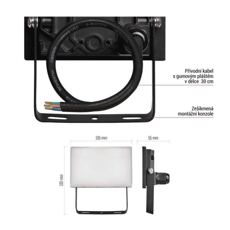 LED reflektor TAMBO 10,5 W, černý, neutrální bílá