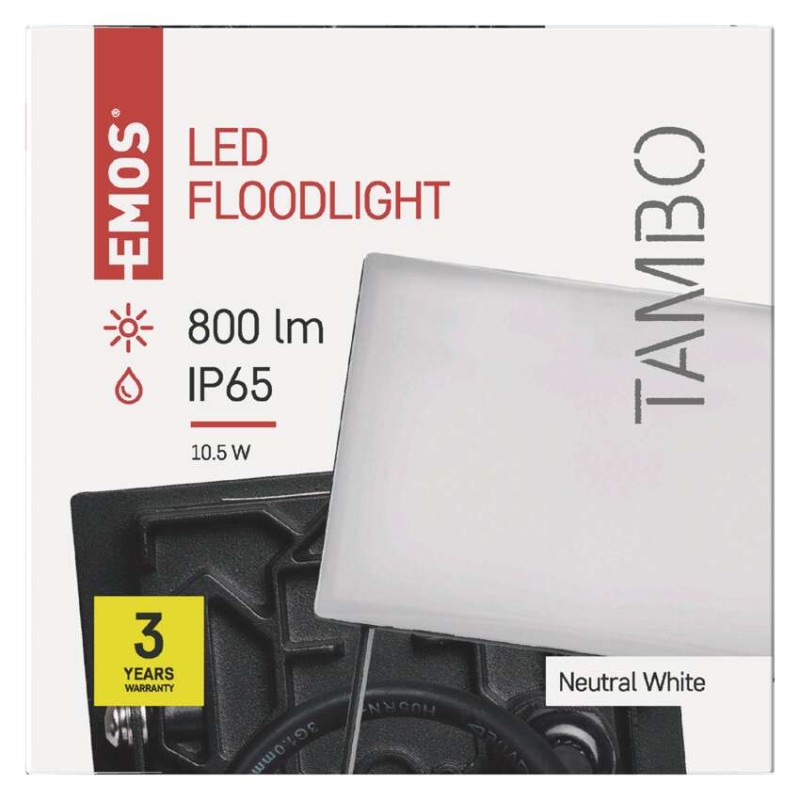 LED reflektor TAMBO 10,5 W, černý, neutrální bílá