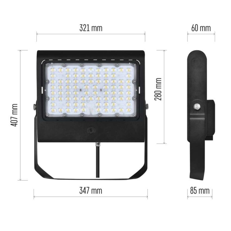 LED prožektors AGENO, 150 W, melns, neitrāli balts