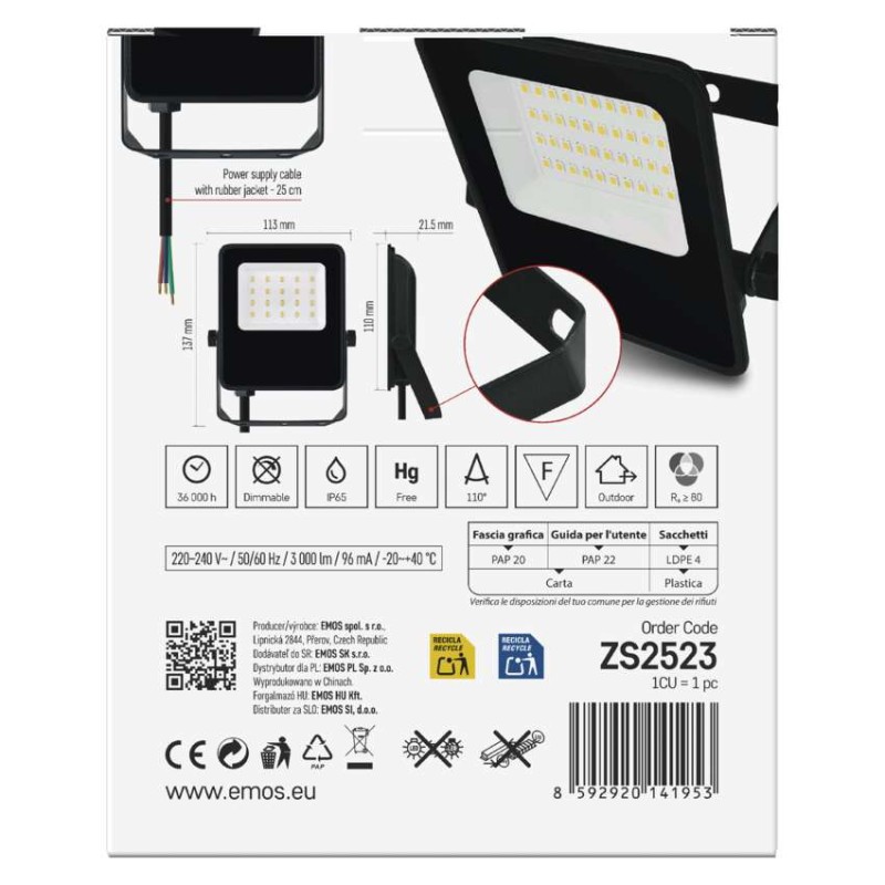 Naświetlacz LED VISIO 20W czarny neutralna biel