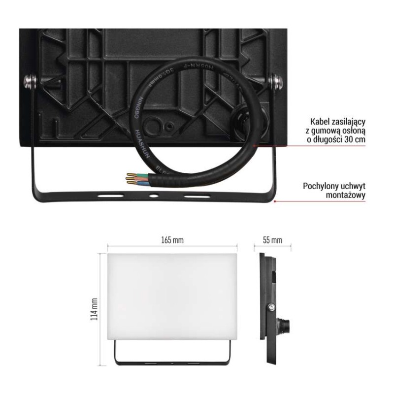 Naświetlacz LED TAMBO, 30 W, 3000 lm, IP65, czarny
