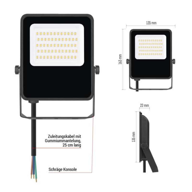 LED-Strahler VISIO schwarz, 30W neutralweiß