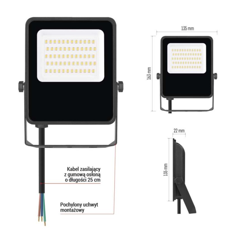 Naświetlacz LED VISIO 30W czarny neutralna biel