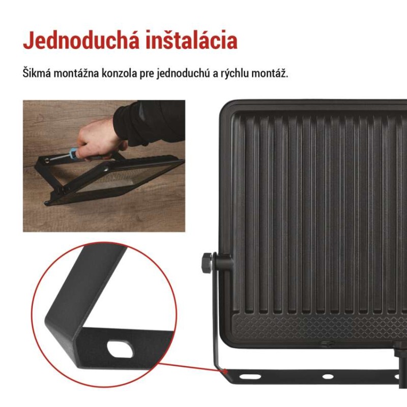 LED reflektor VISIO čierny, 100 W neutrálna biela