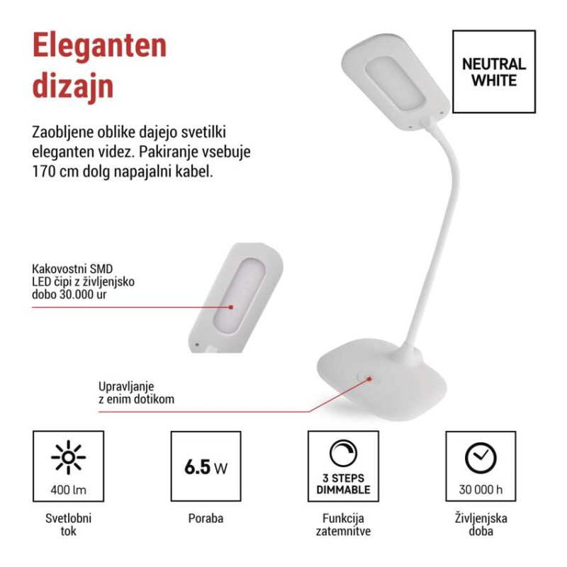 Namizna LED svetilka STELLA bela