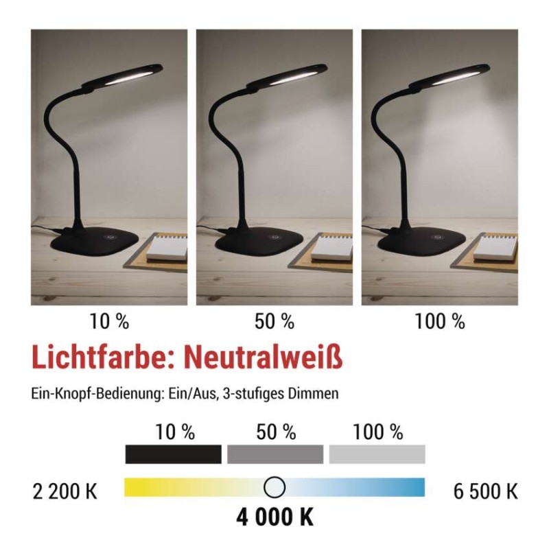 LED Schreibtischlampe STELLA, schwarz