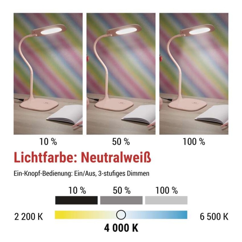 LED Schreibtischlampe STELLA, rosa