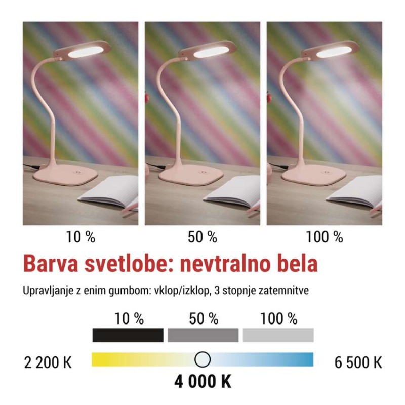 Namizna LED svetilka STELLA roza