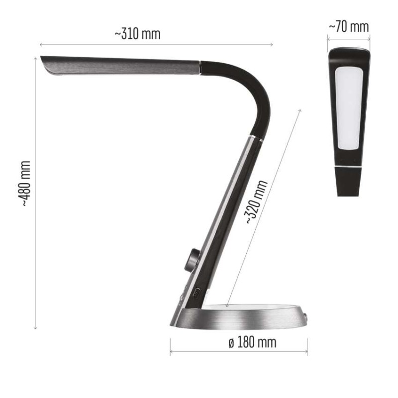 LED galda lampa JAMES, melna