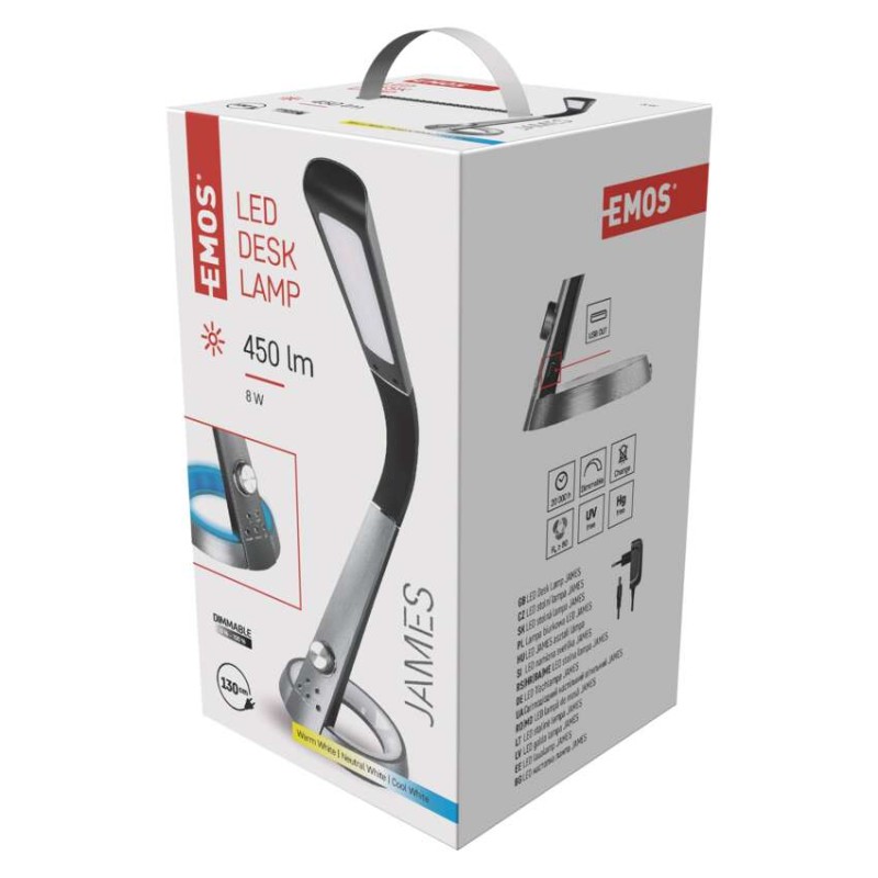 LED galda lampa JAMES, melna