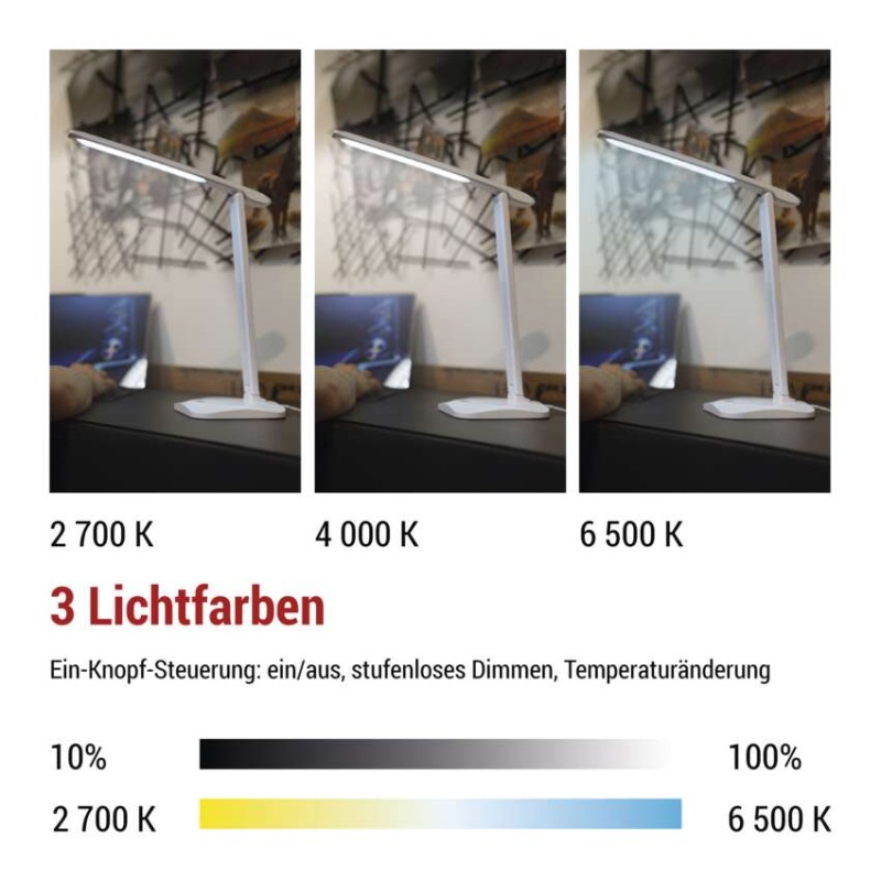 LED Schreibtischlampe CHASE, weiss