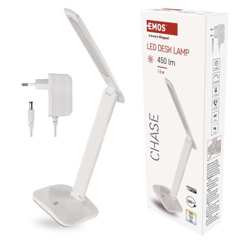 LED Schreibtischlampe CHASE, weiss