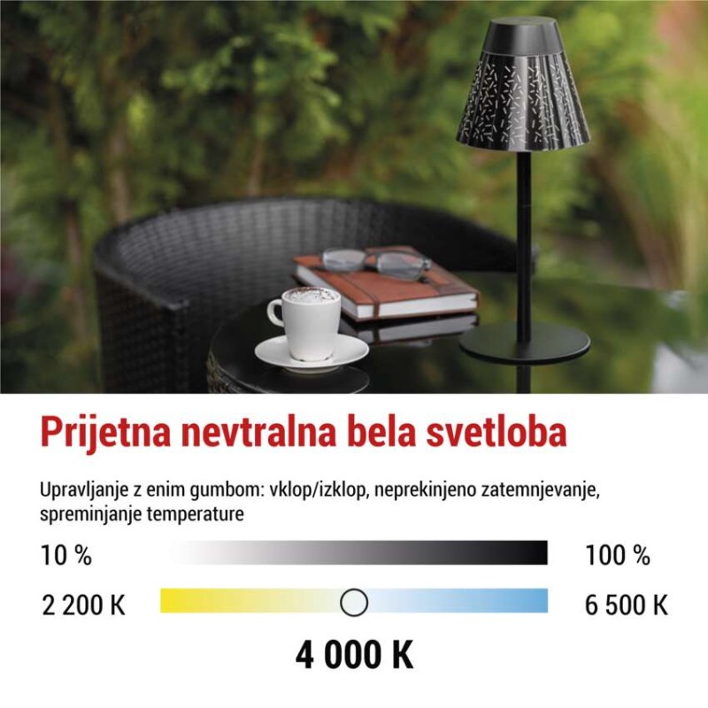 Namizna LED svetilka GRACE, polnilna