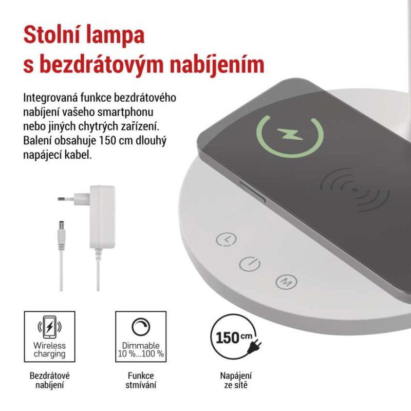 LED stolní lampa OSCAR, bílá