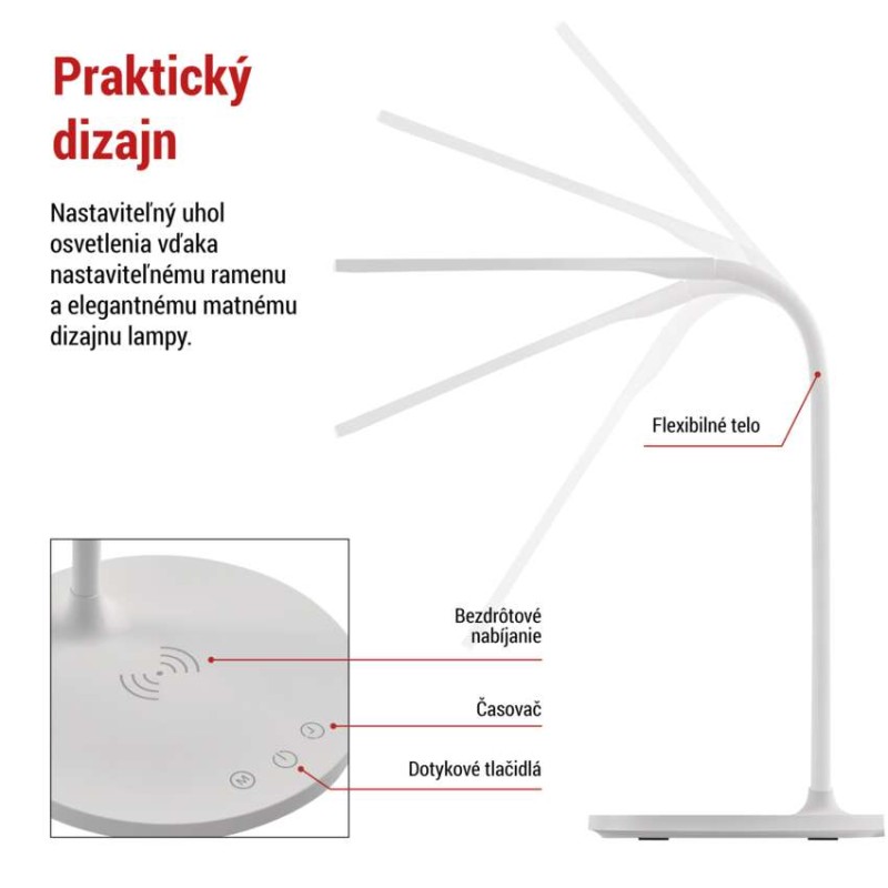 LED stolná lampa OSCAR, biela