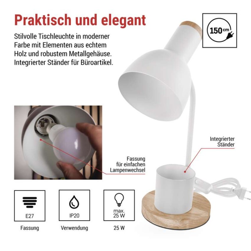 Schreibtischlampe POPPY, weiss