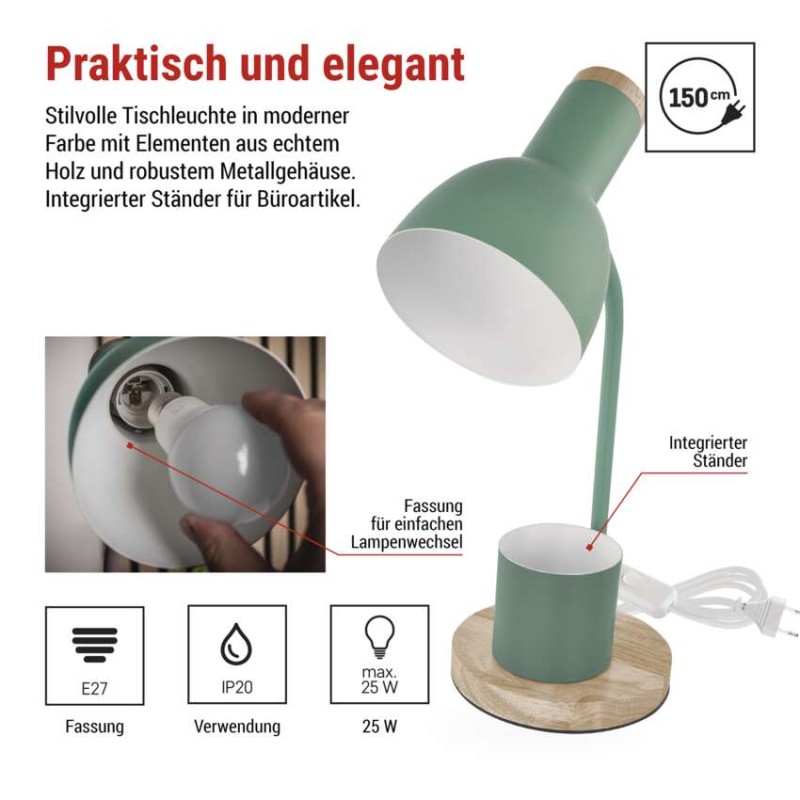 Schreibtischlampe POPPY, grün