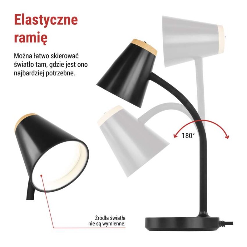 Lampa stołowa LED TARA, czarna