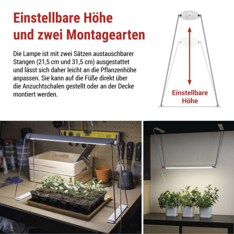 Pflanzenlampe LED Vollspektrum für Aussaat, 28 LEDs, Zeitschaltuhr