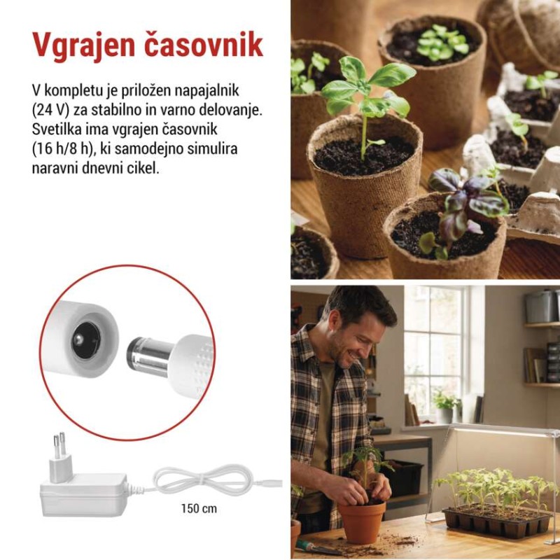 LED svetilka za rastline polnega spektra za setev, 28 LED diod, časovnik
