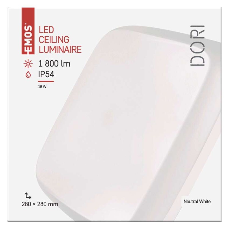 LED Deckenleuchte Dori, eckig, weiss 18W neutralweiss, IP54