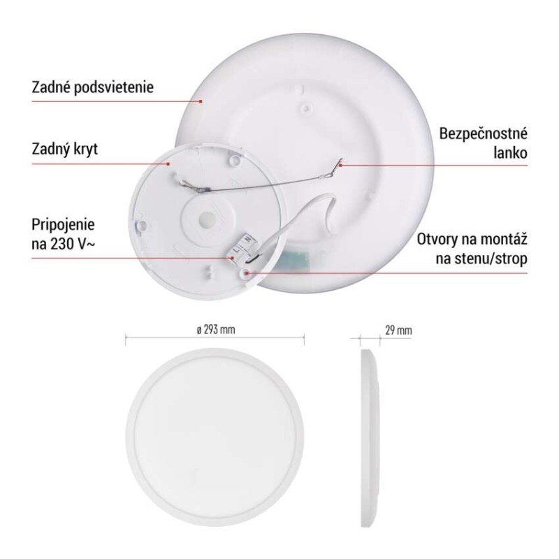 LED prisadené svietidlo FLORI okrúhle, biele, 18W, neutrálna biela