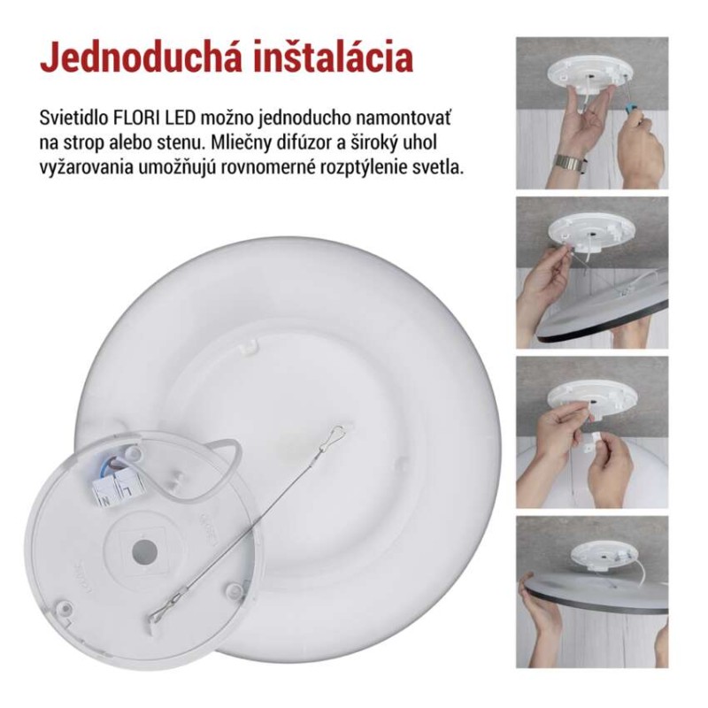 LED prisadené svietidlo FLORI okrúhle, čierné, 18W, neutrálna biela