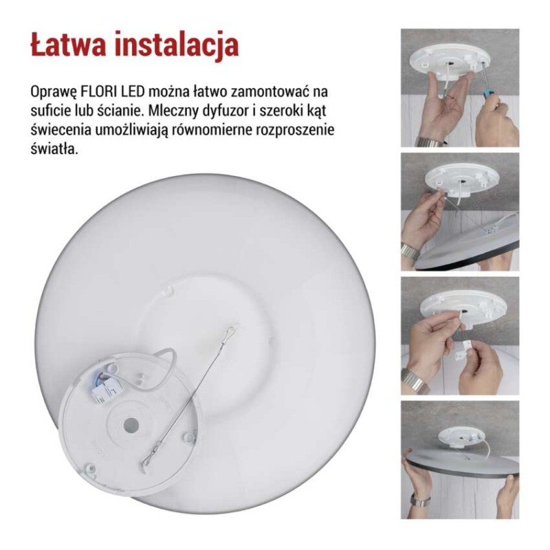 Oprawa LED FLORI okrągła, czarny, 22W, neutralna biel