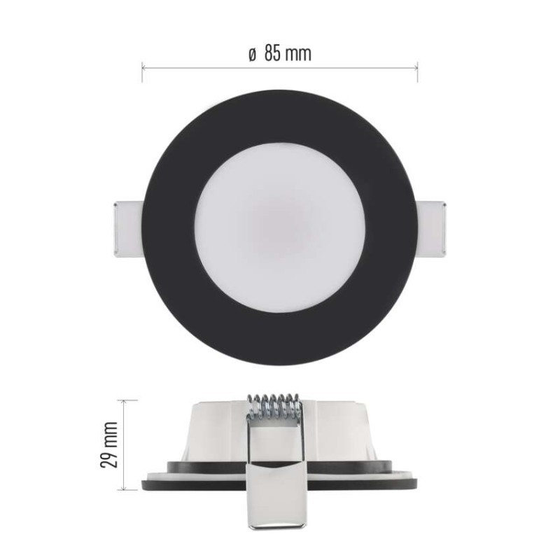 Oczko LED LORI czarne, okrągłe, 4,5W CCT