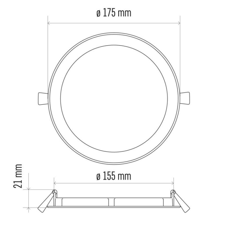 LED panel, vgradni, okrogel, srebrn, 12,5W, nevtralno bela