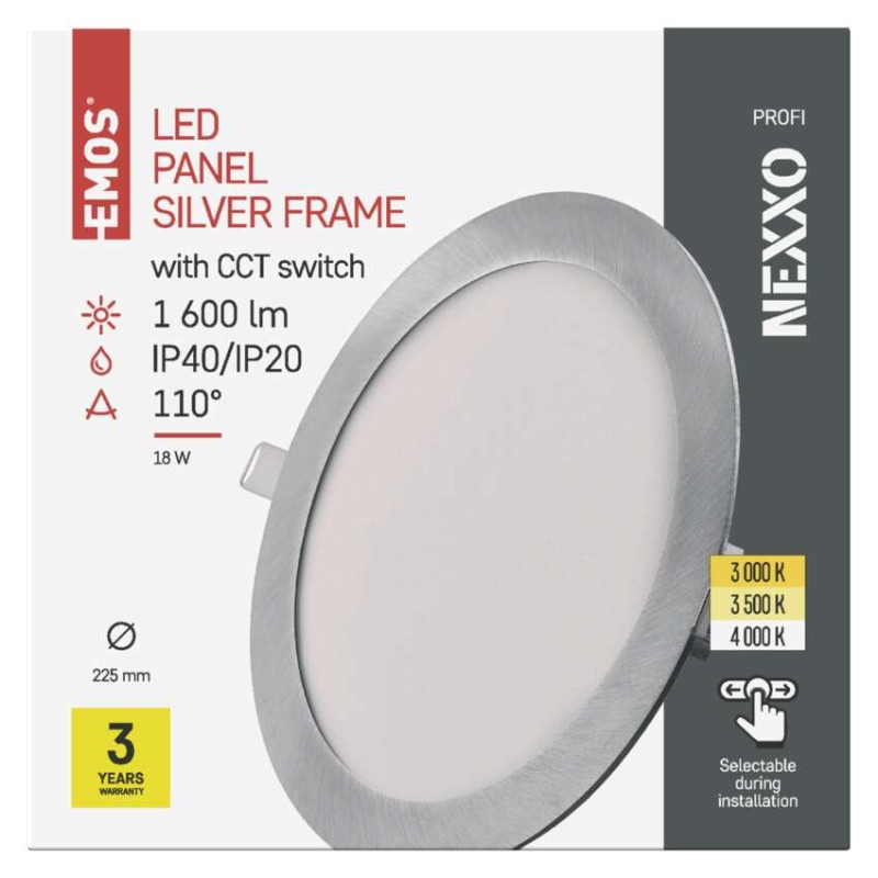 LED-Einbauleuchte NEXXO, rund, silber, 18W, mit Change CCT