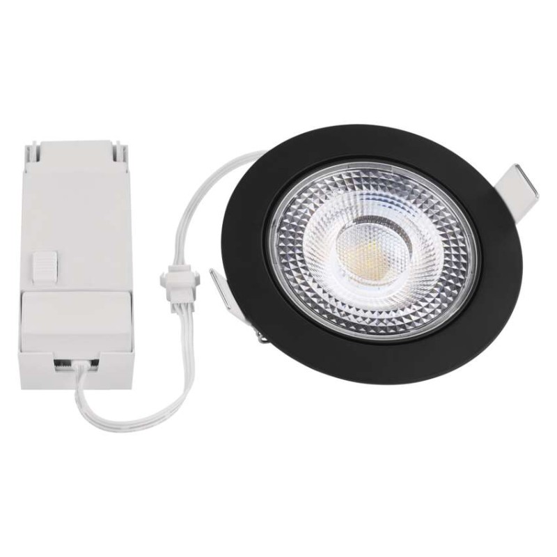 LED reflektor GERI črne barve, okrogel, 6,5W CCT