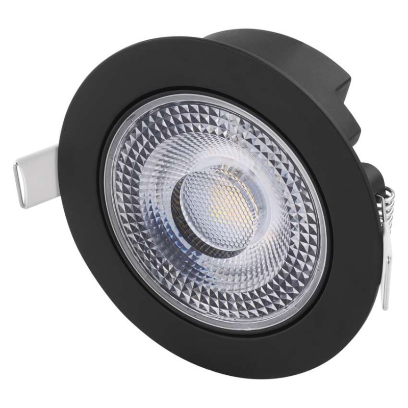 LED reflektor GERI črne barve, okrogel, 6,5W CCT