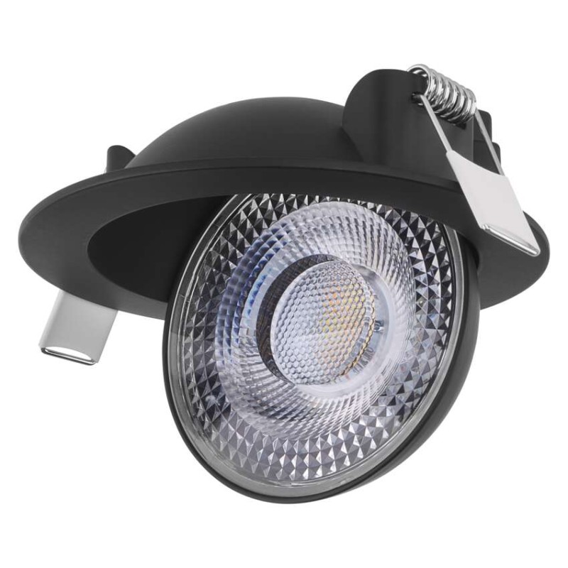 LED reflektor GERI črne barve, okrogel, 6,5W CCT