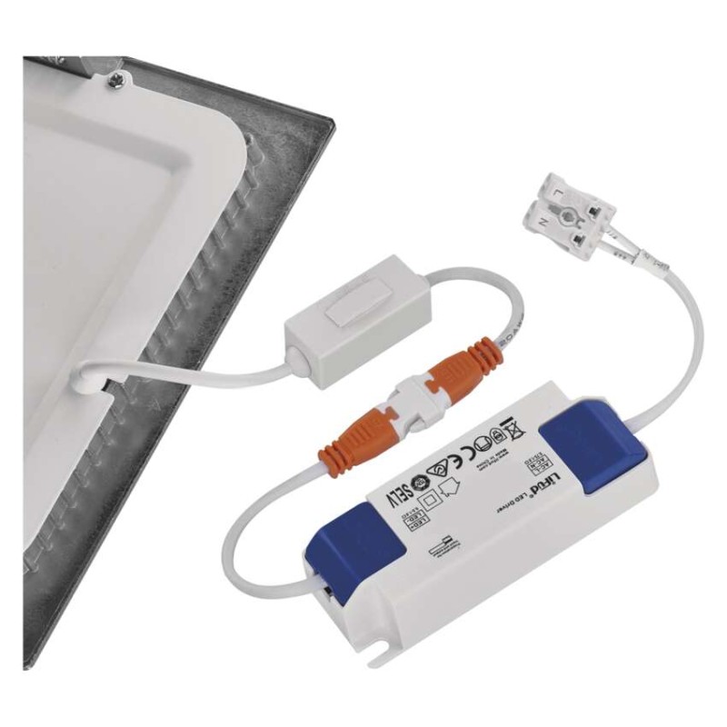 LED panel NEXXO, vgradni,  kvadratni, srebrn, 18W, nastavljiva CCT