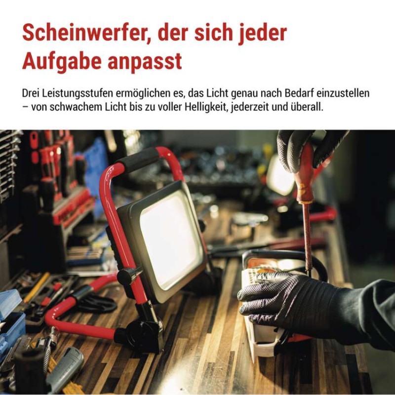 LED-Strahler ACCO, wiederaufladbar, tragbar, 50 W kaltweiss
