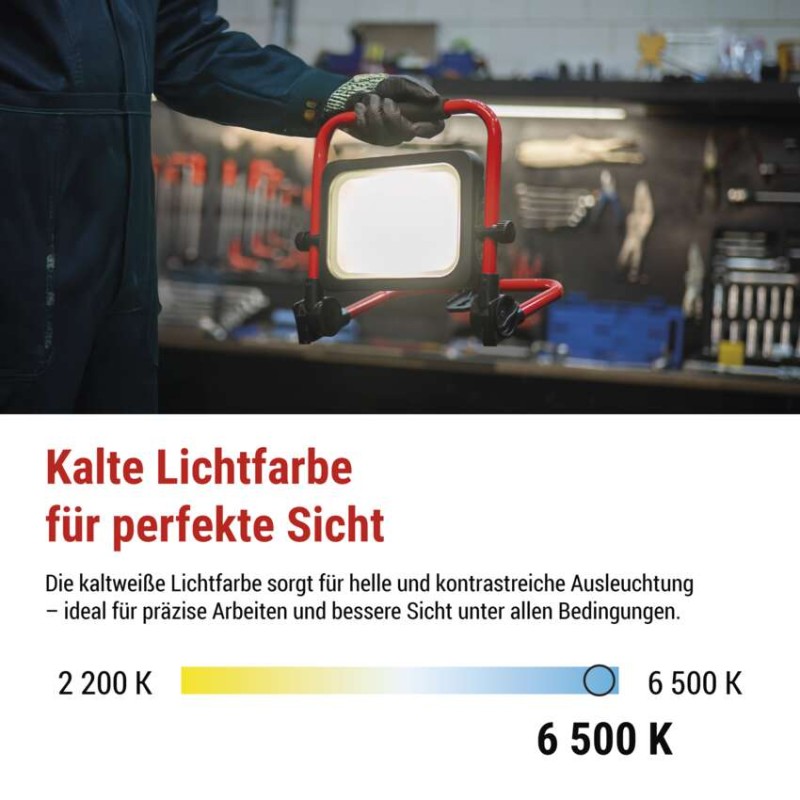 LED-Strahler ACCO, wiederaufladbar, tragbar, 50 W kaltweiss