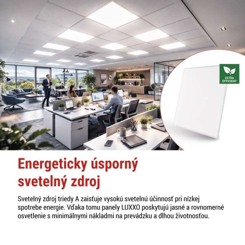 LED panel LUXXO backlit 60×60, štvorcový vstavaný biely, 22W neutrálna b.