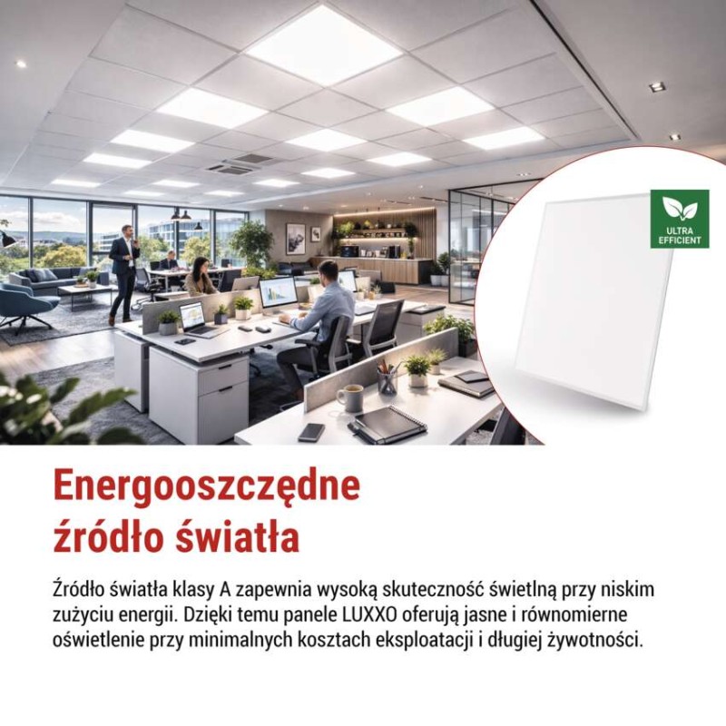 Panel LED LUXXO 60×60 22W IP20 neutralna biel UGR