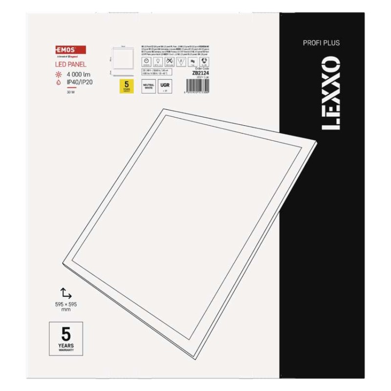 EMOS LED panel LEXXO beépíthető 30W 4000lm IP40/IP20 UGR természetes fehér