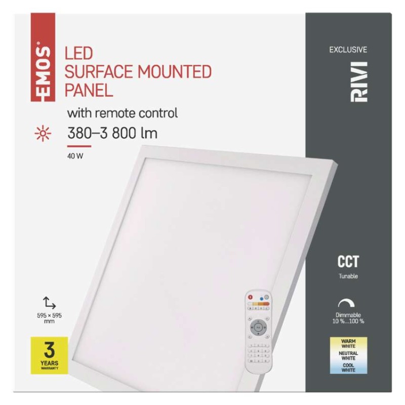 Oprawa LED RIVI 60x60, 40W regulowana CCT, ściemnialna