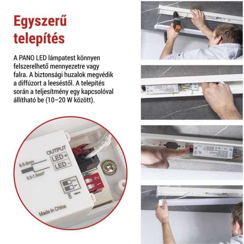 LED lineáris lámpatest PANO 20W, semleges fehér