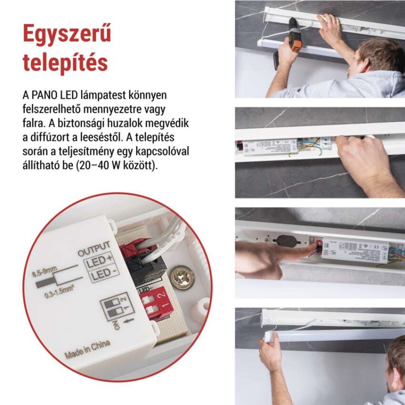 LED lineáris lámpatest PANO 40W, semleges fehér