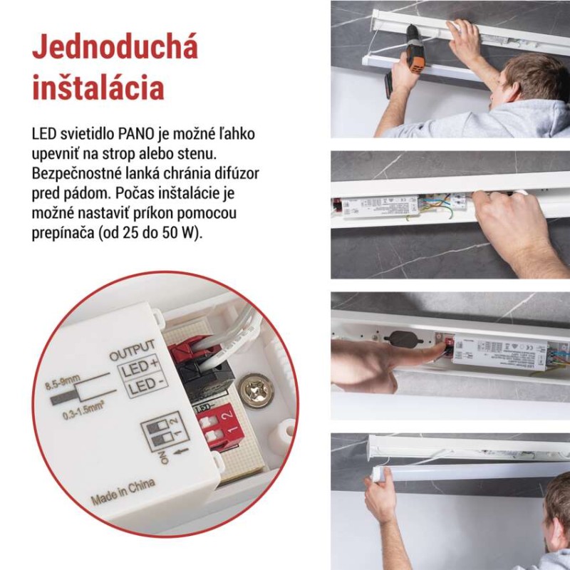 LED lineárne svietidlo PANO 50W, neutrálna biela