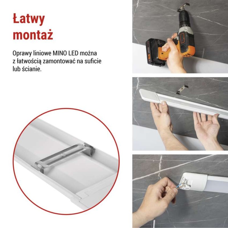 Oprawa liniowa LED MINO 40W, neutralna biel