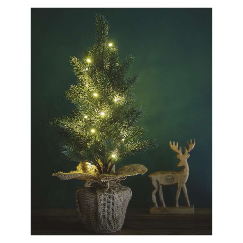 LED Ziemassvētku eglīte, 52 cm, 3x AA, lietošanai iekštelpās, silti balta, ar taimeru