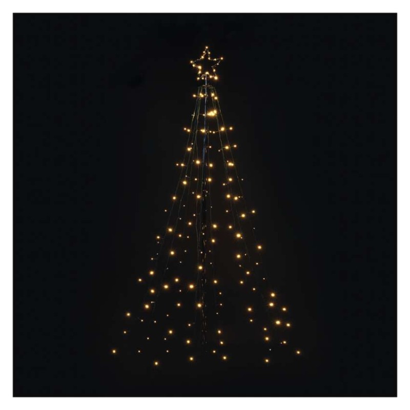 LED karácsonyfa, fém, 180 cm, kültéri és beltéri, meleg fehér, időzítő