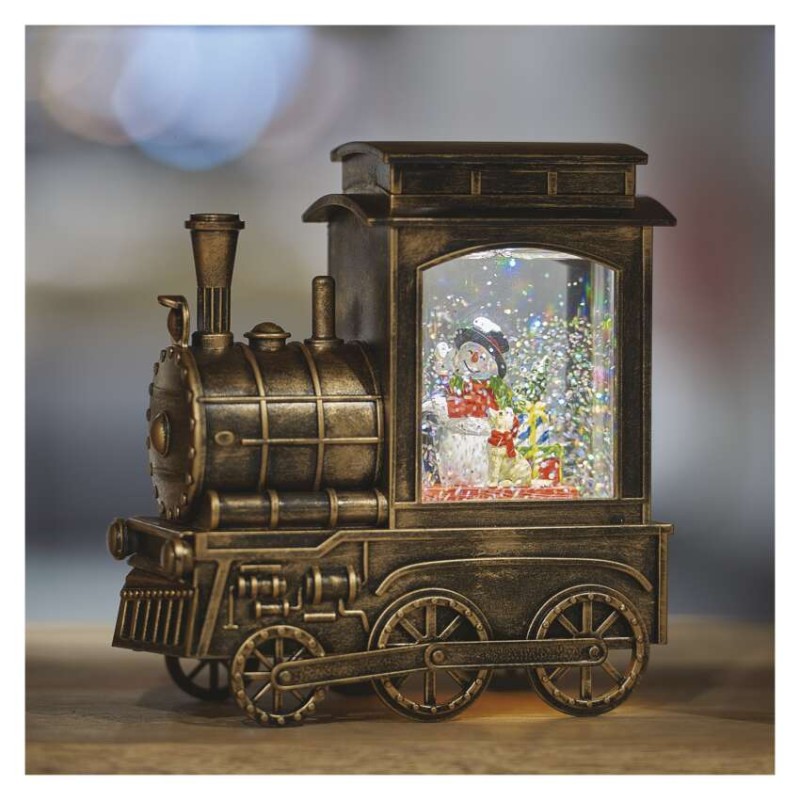 LED Weihnachts-Lokomotive 17x16 cm, 3x AA, Innen, warmweiss, Timer