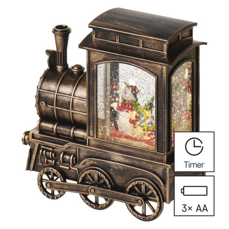 LED Weihnachts-Lokomotive 17x16 cm, 3x AA, Innen, warmweiss, Timer